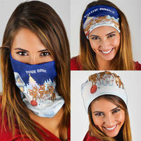 Funny Christmas Reindeer Bowling Custom Neck Gaiter with Reindeer Snow Scene - Wonder Print Shop