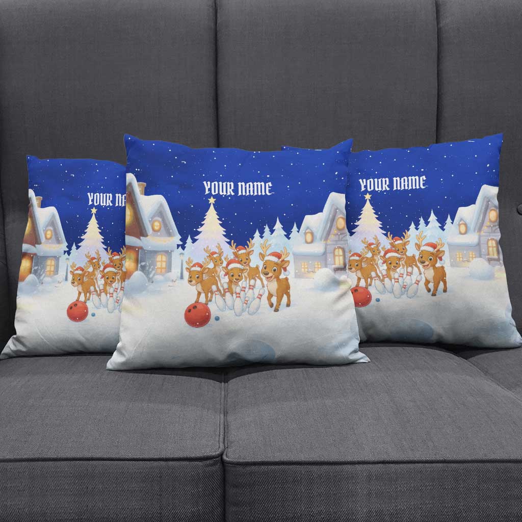 Funny Christmas Reindeer Bowling Custom Pillow Cover with Reindeer Snow Scene - Wonder Print Shop