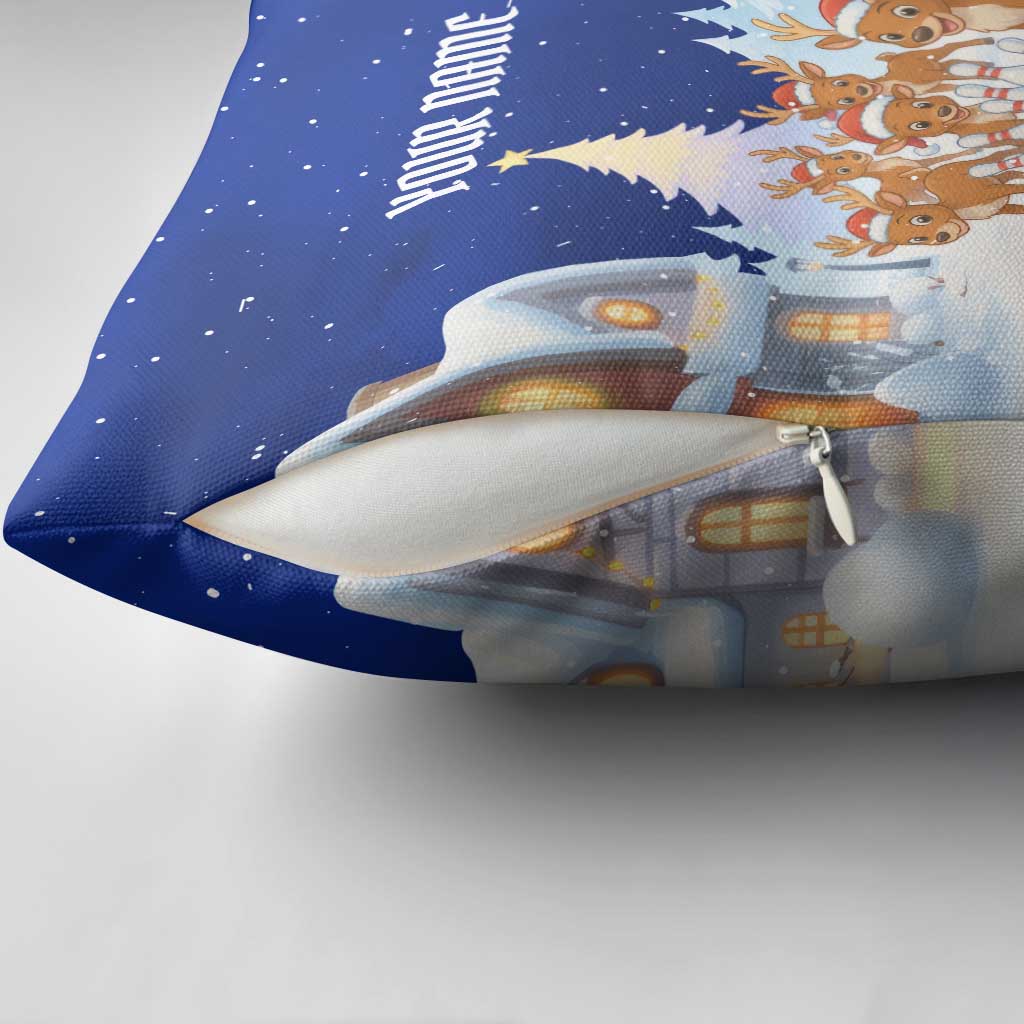 Funny Christmas Reindeer Bowling Custom Pillow Cover with Reindeer Snow Scene - Wonder Print Shop