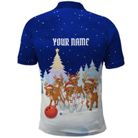 Funny Christmas Reindeer Bowling Custom Polo Shirt with Reindeer Snow Scene - Wonder Print Shop