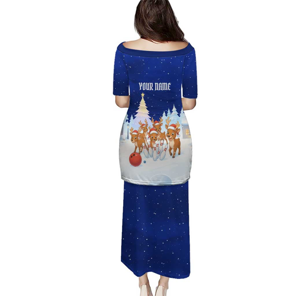 Funny Christmas Reindeer Bowling Custom Puletasi with Reindeer Snow Scene - Wonder Print Shop
