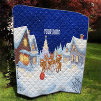 Funny Christmas Reindeer Bowling Custom Quilt with Reindeer Snow Scene - Wonder Print Shop