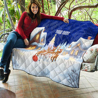 Funny Christmas Reindeer Bowling Custom Quilt with Reindeer Snow Scene - Wonder Print Shop