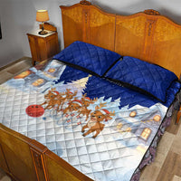 Funny Christmas Reindeer Bowling Custom Quilt Bed Set with Reindeer Snow Scene - Wonder Print Shop