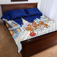 Funny Christmas Reindeer Bowling Custom Quilt Bed Set with Reindeer Snow Scene - Wonder Print Shop