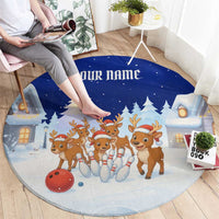 Funny Christmas Reindeer Bowling Custom Round Carpet with Reindeer Snow Scene - Wonder Print Shop