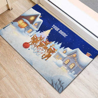 Funny Christmas Reindeer Bowling Custom Rubber Doormat with Reindeer Snow Scene - Wonder Print Shop
