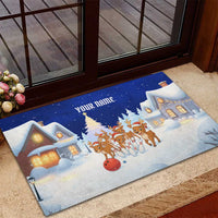 Funny Christmas Reindeer Bowling Custom Rubber Doormat with Reindeer Snow Scene - Wonder Print Shop