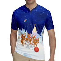 Funny Christmas Reindeer Bowling Custom Rugby Jersey with Reindeer Snow Scene - Wonder Print Shop