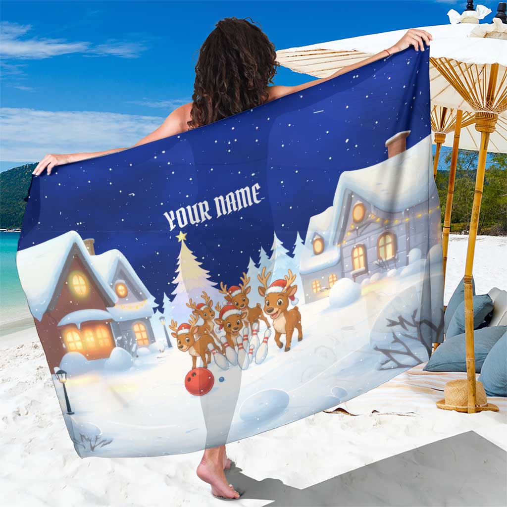 Funny Christmas Reindeer Bowling Custom Sarong with Reindeer Snow Scene - Wonder Print Shop
