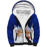 Funny Christmas Reindeer Bowling Custom Sherpa Hoodie with Reindeer Snow Scene - Wonder Print Shop