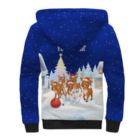 Funny Christmas Reindeer Bowling Custom Sherpa Hoodie with Reindeer Snow Scene - Wonder Print Shop