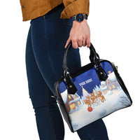 Funny Christmas Reindeer Bowling Custom Shoulder Handbag with Reindeer Snow Scene - Wonder Print Shop