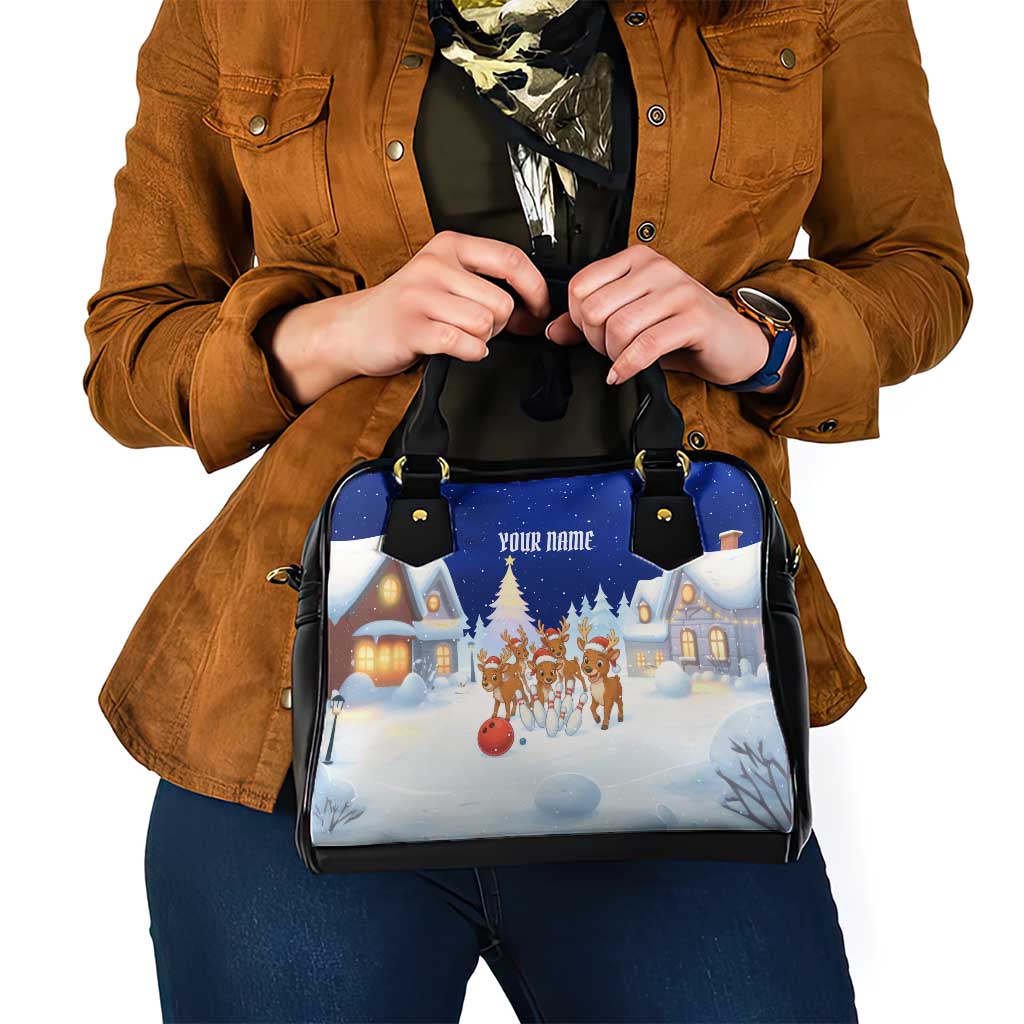 Funny Christmas Reindeer Bowling Custom Shoulder Handbag with Reindeer Snow Scene - Wonder Print Shop