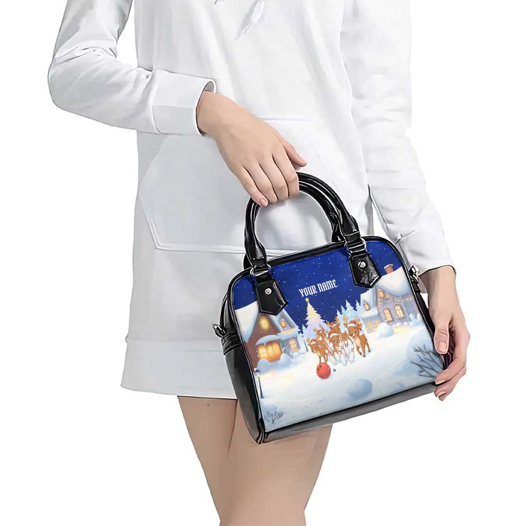 Funny Christmas Reindeer Bowling Custom Shoulder Handbag with Reindeer Snow Scene - Wonder Print Shop
