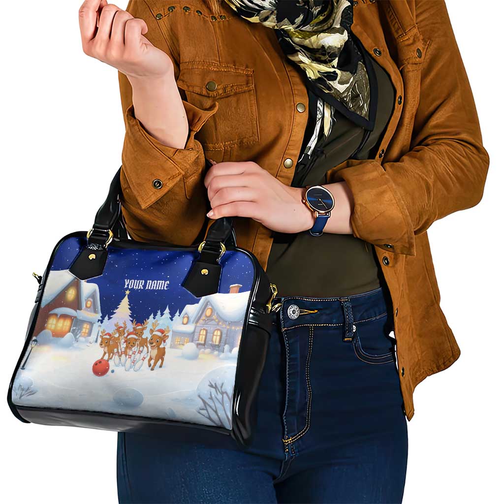 Funny Christmas Reindeer Bowling Custom Shoulder Handbag with Reindeer Snow Scene - Wonder Print Shop