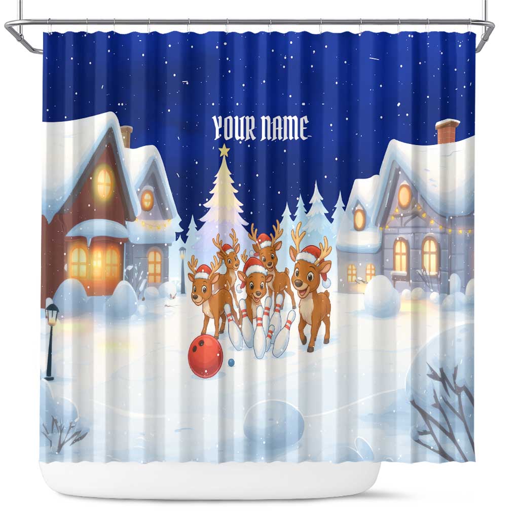 Funny Christmas Reindeer Bowling Custom Shower Curtain with Reindeer Snow Scene - Wonder Print Shop