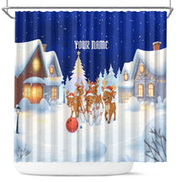 Funny Christmas Reindeer Bowling Custom Shower Curtain with Reindeer Snow Scene - Wonder Print Shop