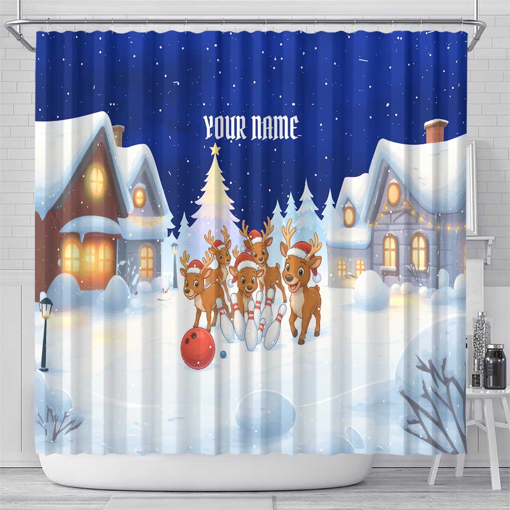 Funny Christmas Reindeer Bowling Custom Shower Curtain with Reindeer Snow Scene - Wonder Print Shop
