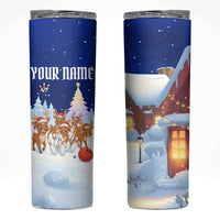 Funny Christmas Reindeer Bowling Custom Skinny Tumbler with Reindeer Snow Scene - Wonder Print Shop