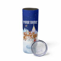 Funny Christmas Reindeer Bowling Custom Skinny Tumbler with Reindeer Snow Scene - Wonder Print Shop
