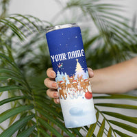 Funny Christmas Reindeer Bowling Custom Skinny Tumbler with Reindeer Snow Scene - Wonder Print Shop