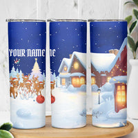 Funny Christmas Reindeer Bowling Custom Skinny Tumbler with Reindeer Snow Scene - Wonder Print Shop