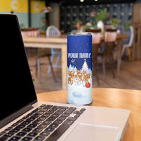 Funny Christmas Reindeer Bowling Custom Skinny Tumbler with Reindeer Snow Scene - Wonder Print Shop