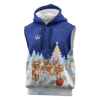 Funny Christmas Reindeer Bowling Custom Sleeveless Hoodie with Reindeer Snow Scene - Wonder Print Shop