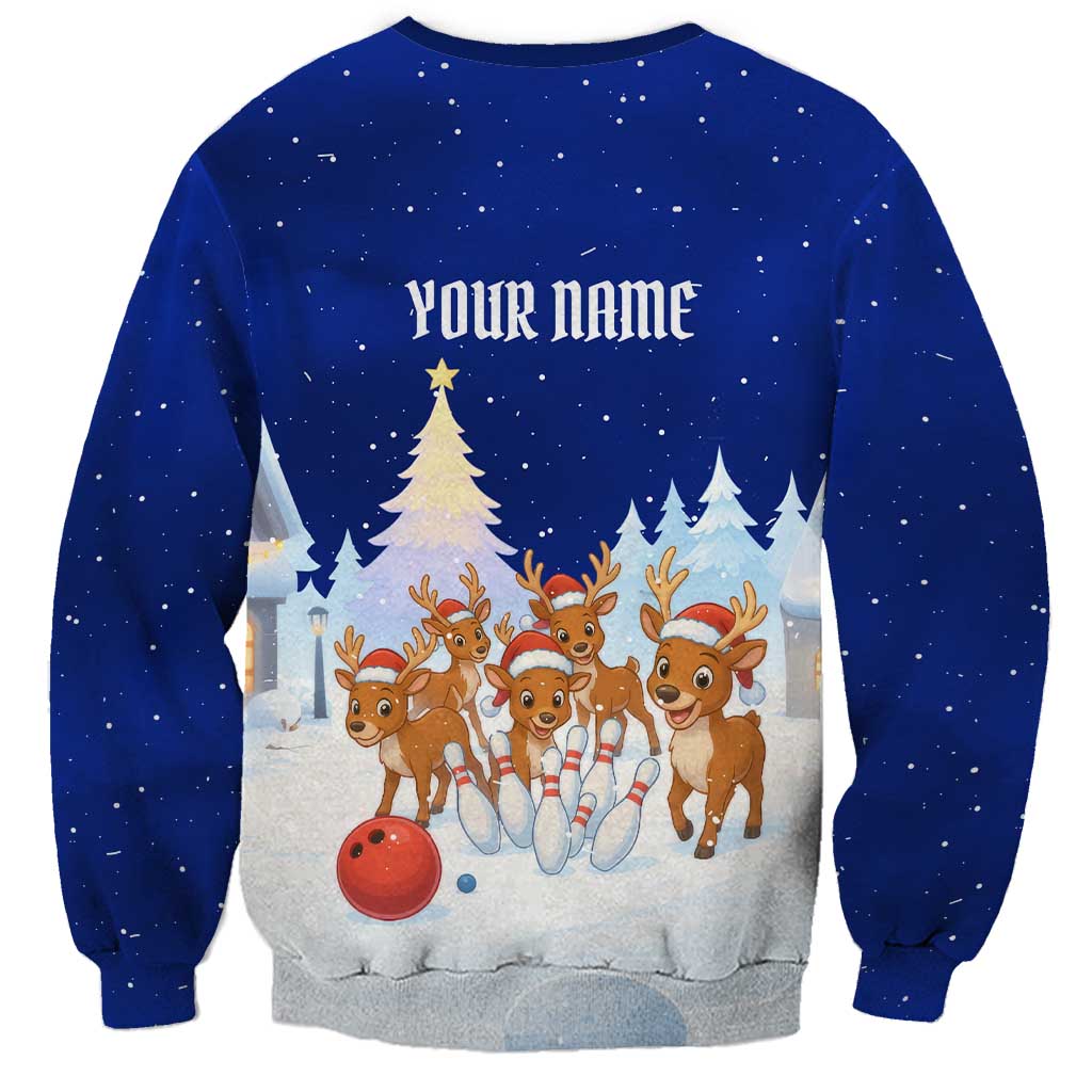 Funny Christmas Reindeer Bowling Custom Sweatshirt with Reindeer Snow Scene - Wonder Print Shop