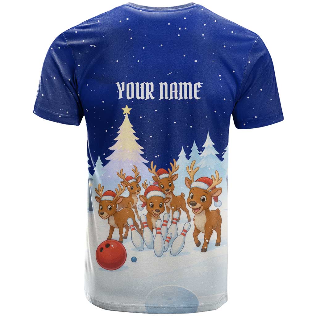 Funny Christmas Reindeer Bowling Custom T Shirt with Reindeer Snow Scene - Wonder Print Shop