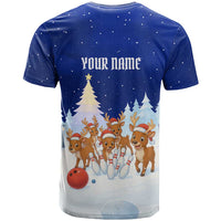 Funny Christmas Reindeer Bowling Custom T Shirt with Reindeer Snow Scene - Wonder Print Shop