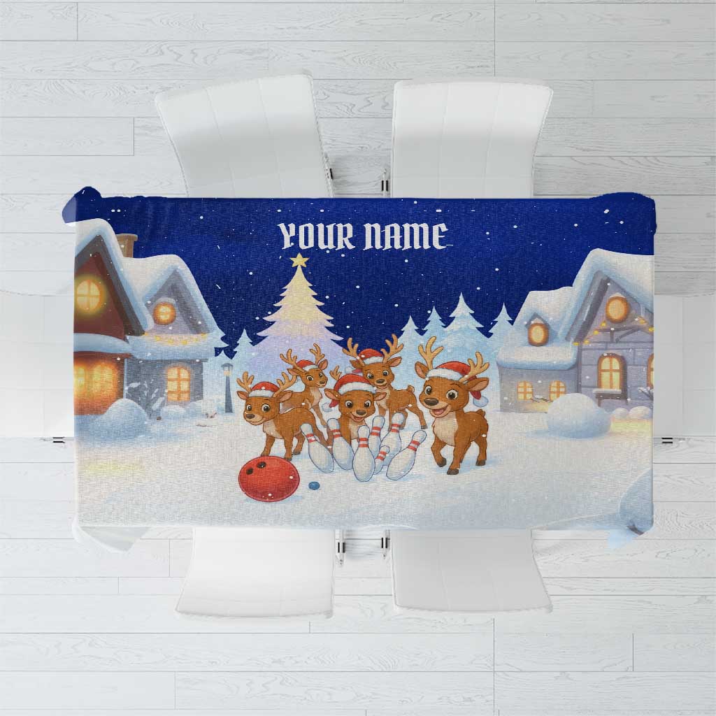 Funny Christmas Reindeer Bowling Custom Tablecloth with Reindeer Snow Scene - Wonder Print Shop