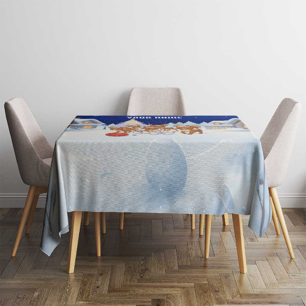 Funny Christmas Reindeer Bowling Custom Tablecloth with Reindeer Snow Scene - Wonder Print Shop