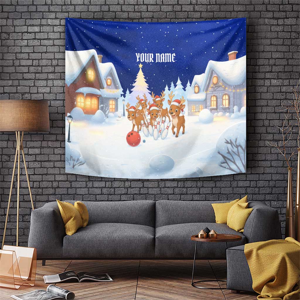 Funny Christmas Reindeer Bowling Custom Tapestry with Reindeer Snow Scene - Wonder Print Shop