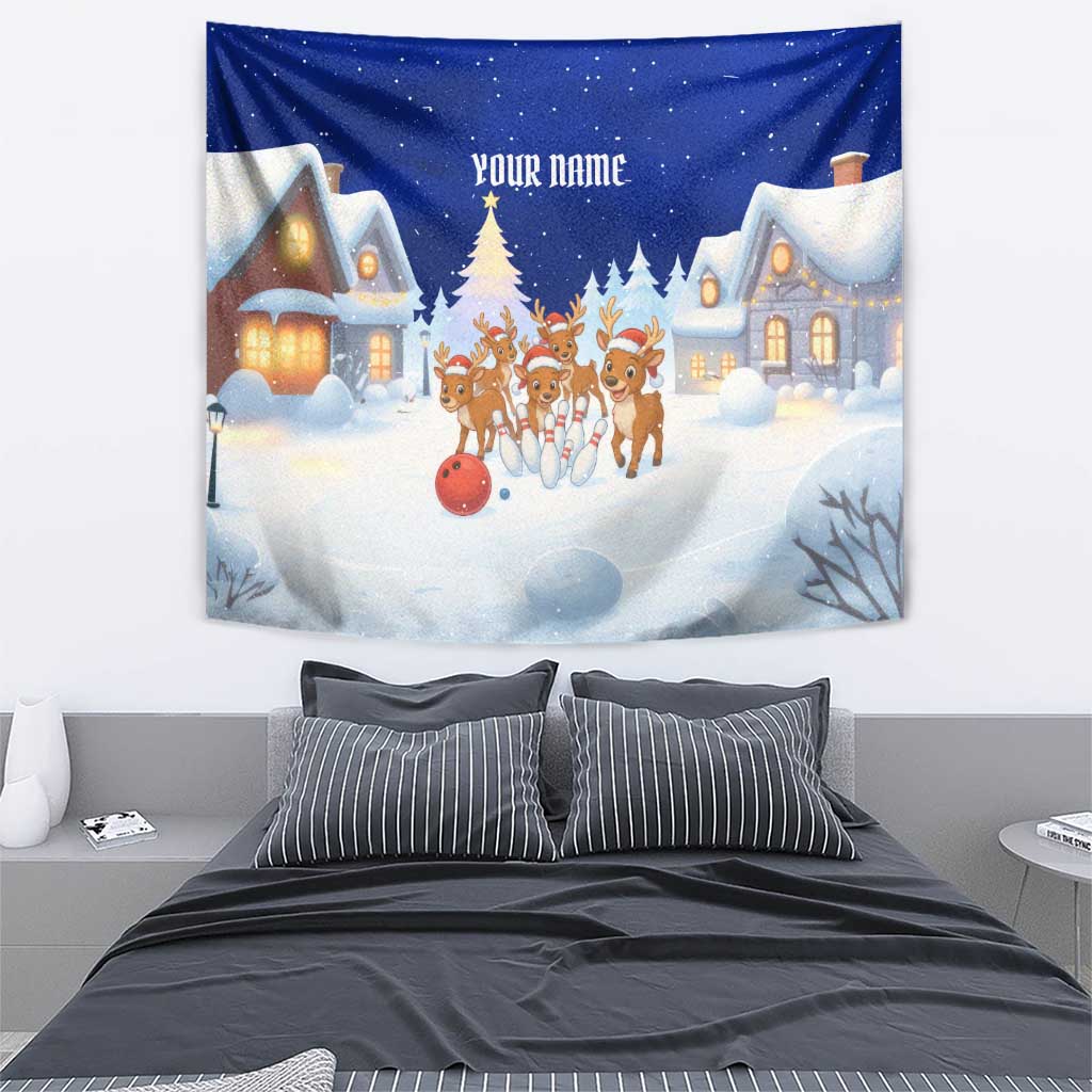 Funny Christmas Reindeer Bowling Custom Tapestry with Reindeer Snow Scene - Wonder Print Shop