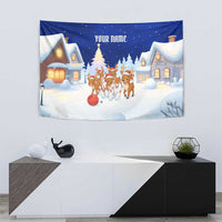Funny Christmas Reindeer Bowling Custom Tapestry with Reindeer Snow Scene - Wonder Print Shop