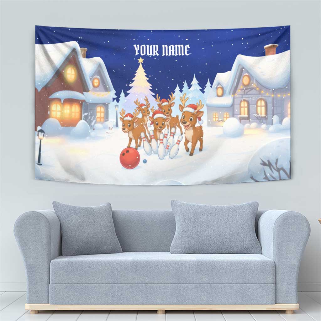 Funny Christmas Reindeer Bowling Custom Tapestry with Reindeer Snow Scene - Wonder Print Shop