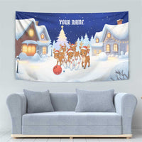 Funny Christmas Reindeer Bowling Custom Tapestry with Reindeer Snow Scene - Wonder Print Shop