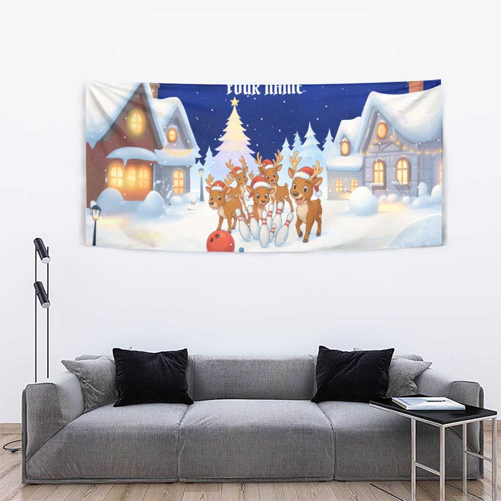 Funny Christmas Reindeer Bowling Custom Tapestry with Reindeer Snow Scene - Wonder Print Shop