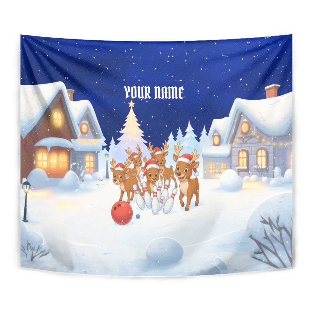 Funny Christmas Reindeer Bowling Custom Tapestry with Reindeer Snow Scene - Wonder Print Shop