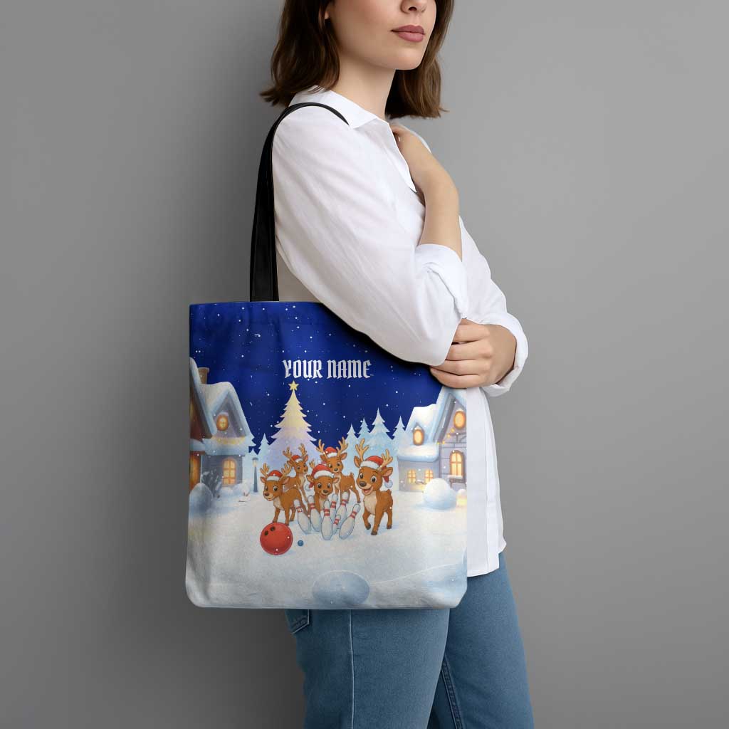 Funny Christmas Reindeer Bowling Custom Tote Bag with Reindeer Snow Scene - Wonder Print Shop