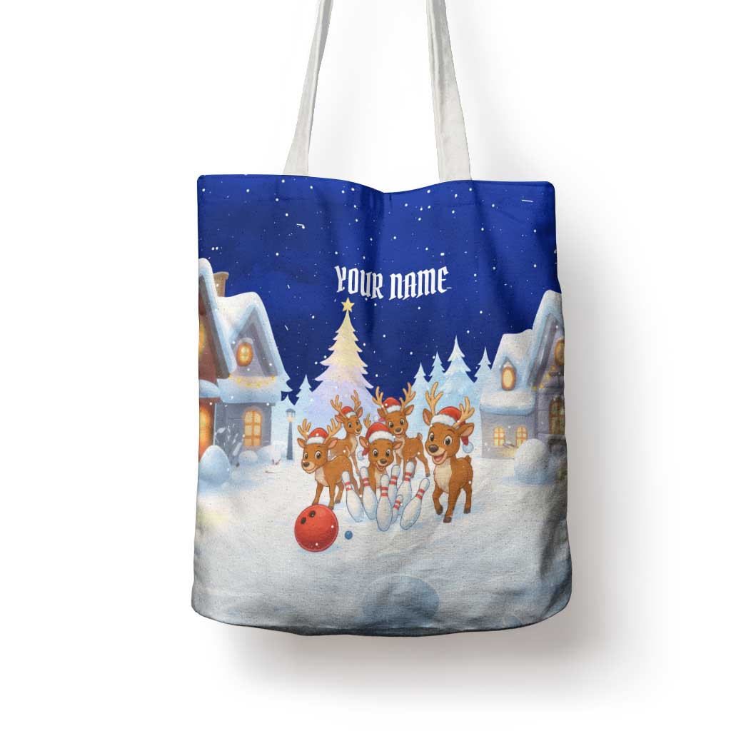 Funny Christmas Reindeer Bowling Custom Tote Bag with Reindeer Snow Scene - Wonder Print Shop