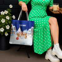 Funny Christmas Reindeer Bowling Custom Tote Bag with Reindeer Snow Scene - Wonder Print Shop