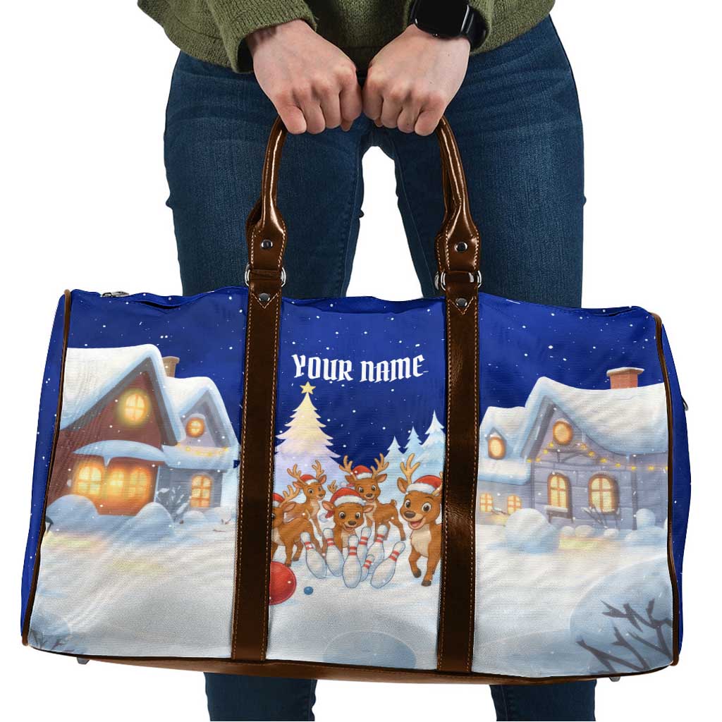 Funny Christmas Reindeer Bowling Custom Travel Bag with Reindeer Snow Scene - Wonder Print Shop