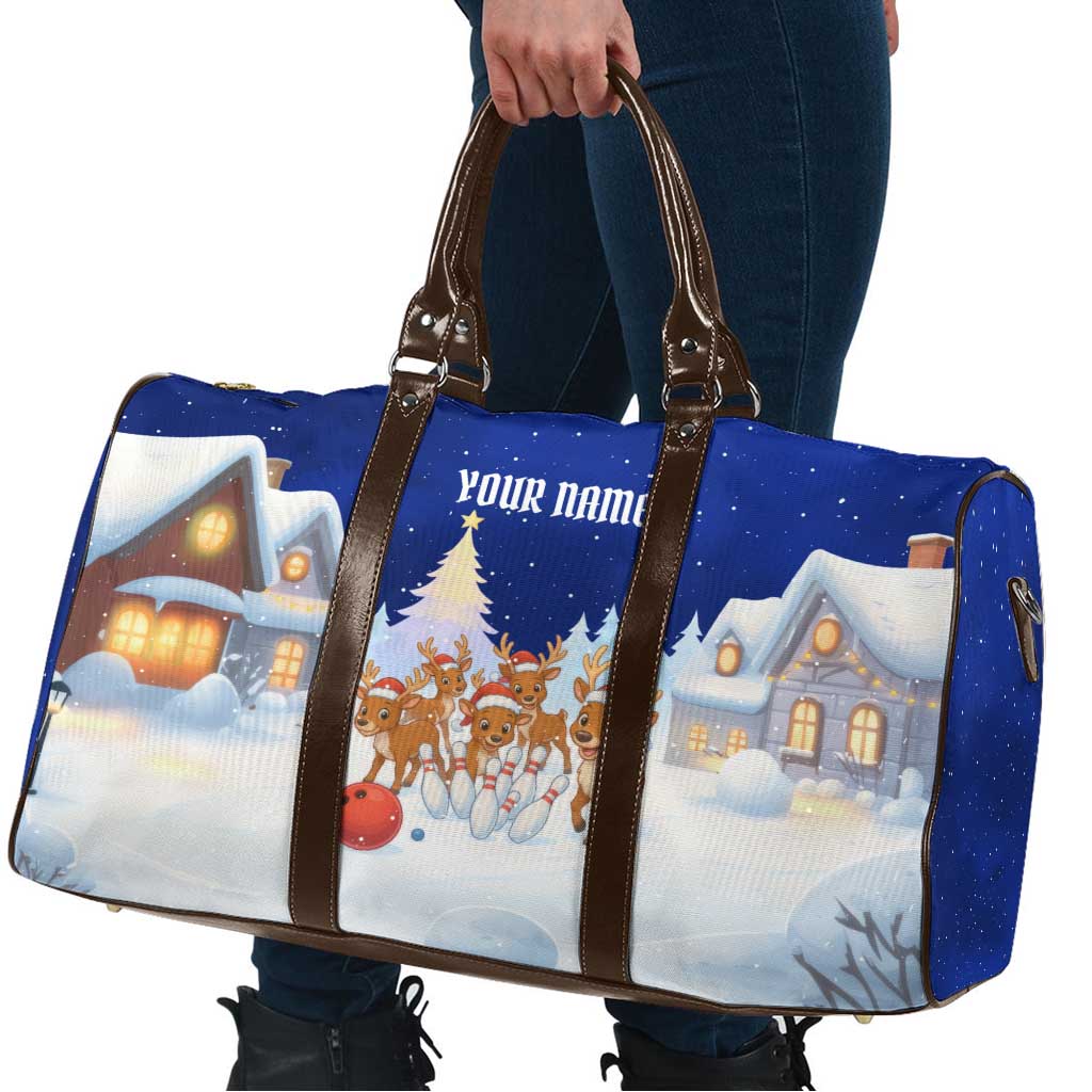 Funny Christmas Reindeer Bowling Custom Travel Bag with Reindeer Snow Scene - Wonder Print Shop