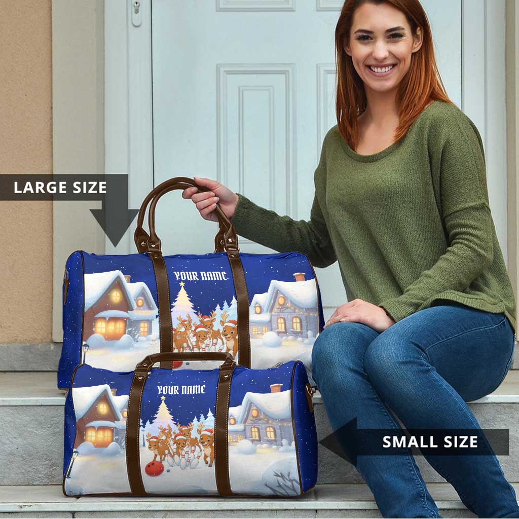Funny Christmas Reindeer Bowling Custom Travel Bag with Reindeer Snow Scene - Wonder Print Shop