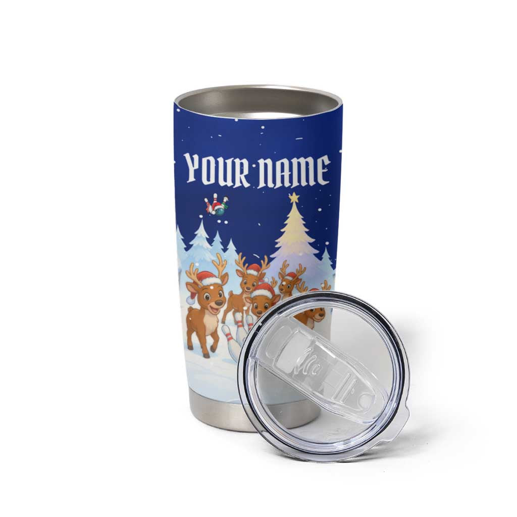 Funny Christmas Reindeer Bowling Custom Tumbler Cup with Reindeer Snow Scene - Wonder Print Shop
