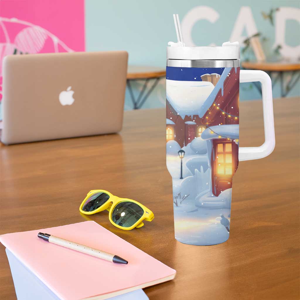 Funny Christmas Reindeer Bowling Custom Tumbler With Handle with Reindeer Snow Scene - Wonder Print Shop