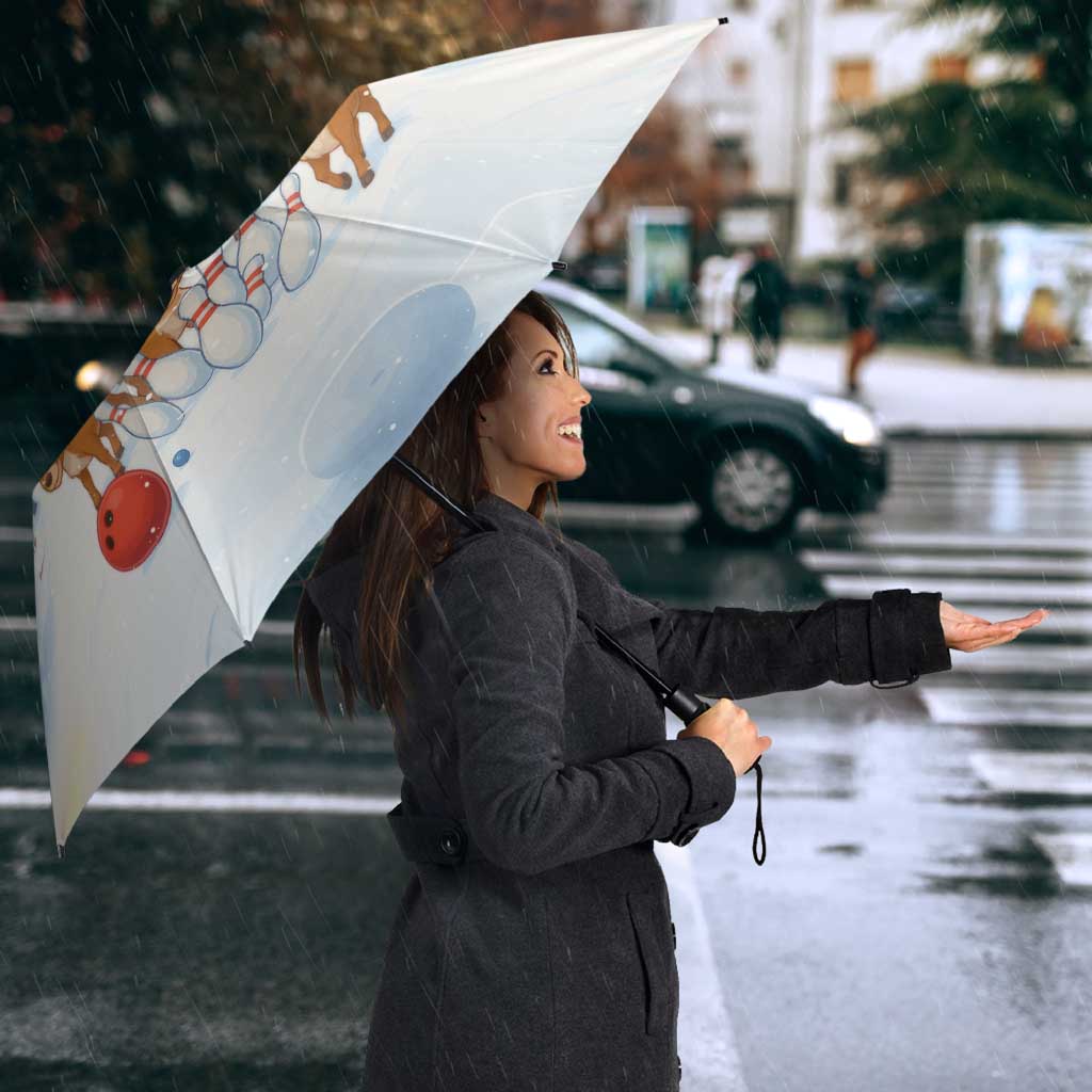 Funny Christmas Reindeer Bowling Custom Umbrella with Reindeer Snow Scene - Wonder Print Shop